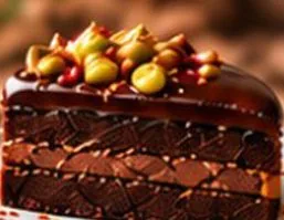 Slice of layered chocolate cake